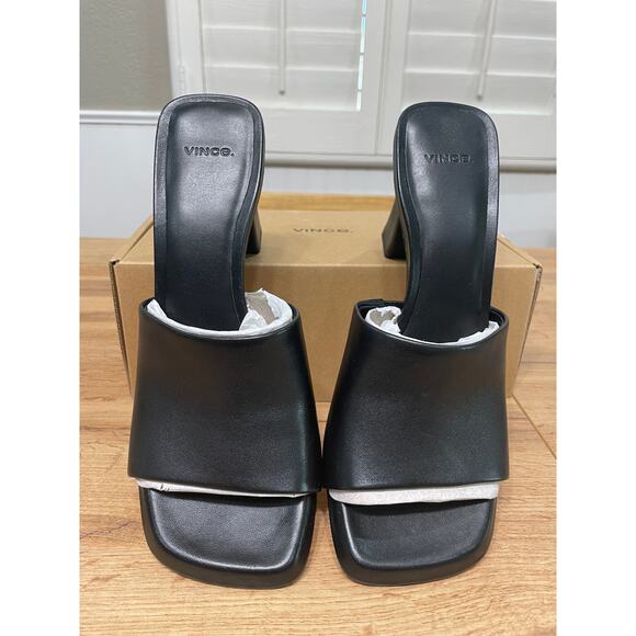 Vince Lulu Heel Sandals Black Leather Size 10 US 41 EU NIB Timeless Minimalist - Picture 4 of 14